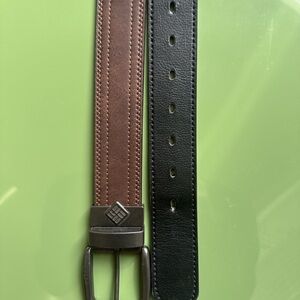 Columbia Reversible Black / Brown Leather Belt with Silver Buckle